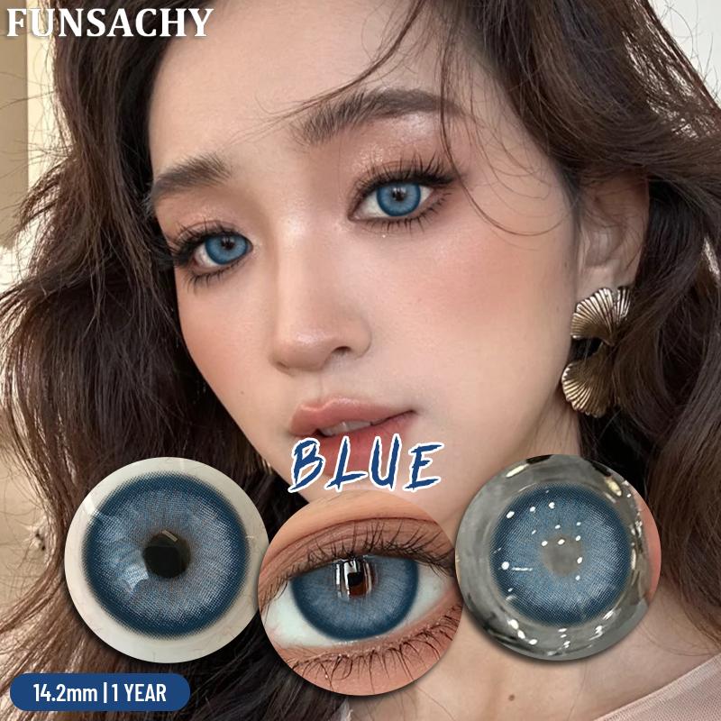 FUNSACHY 2PCS Contact Lenses Fashion Korean Brown Lenses for Eyes Grey Colored Contacts Cosmetics Blue Beauty Pupil Yearly Use