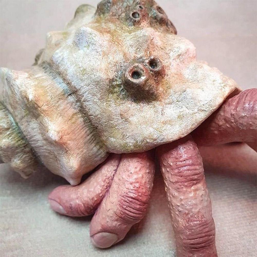 Realistic Resin Finger Crab Simulation Colorful Parasitic Finger Crab Conch Shell Snail Hermit Crab Toys Autism