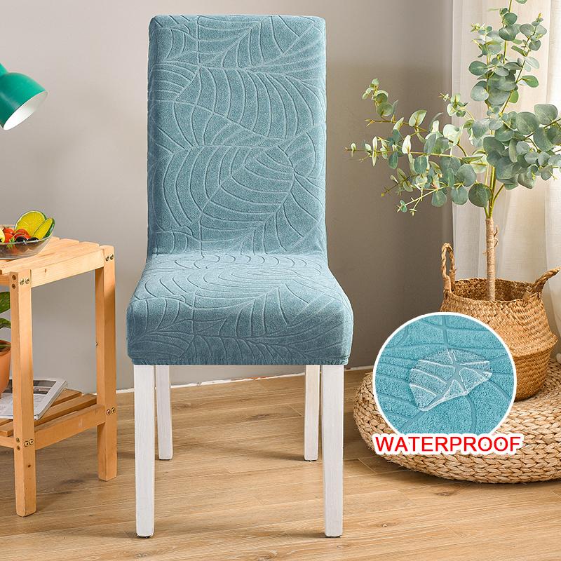 Waterproof Jacquard Chair Cover For Dining Room Thick Fabric Chair Slipcover Protector Washable Seat Cover For El Banquet 1Pc