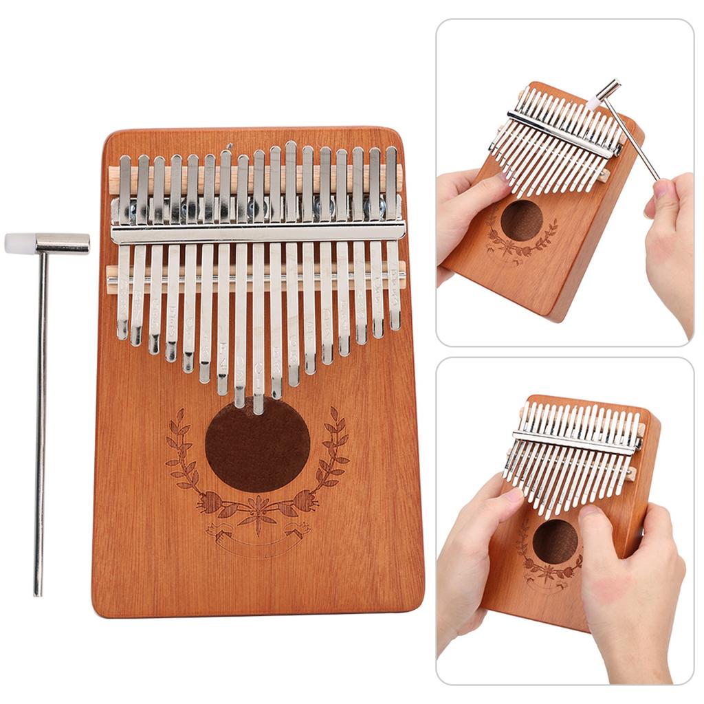 Kalimba Thumb Piano Mahogany Small Portable 17 Key for Beginner Music Instrument LTK17S(Natural )
