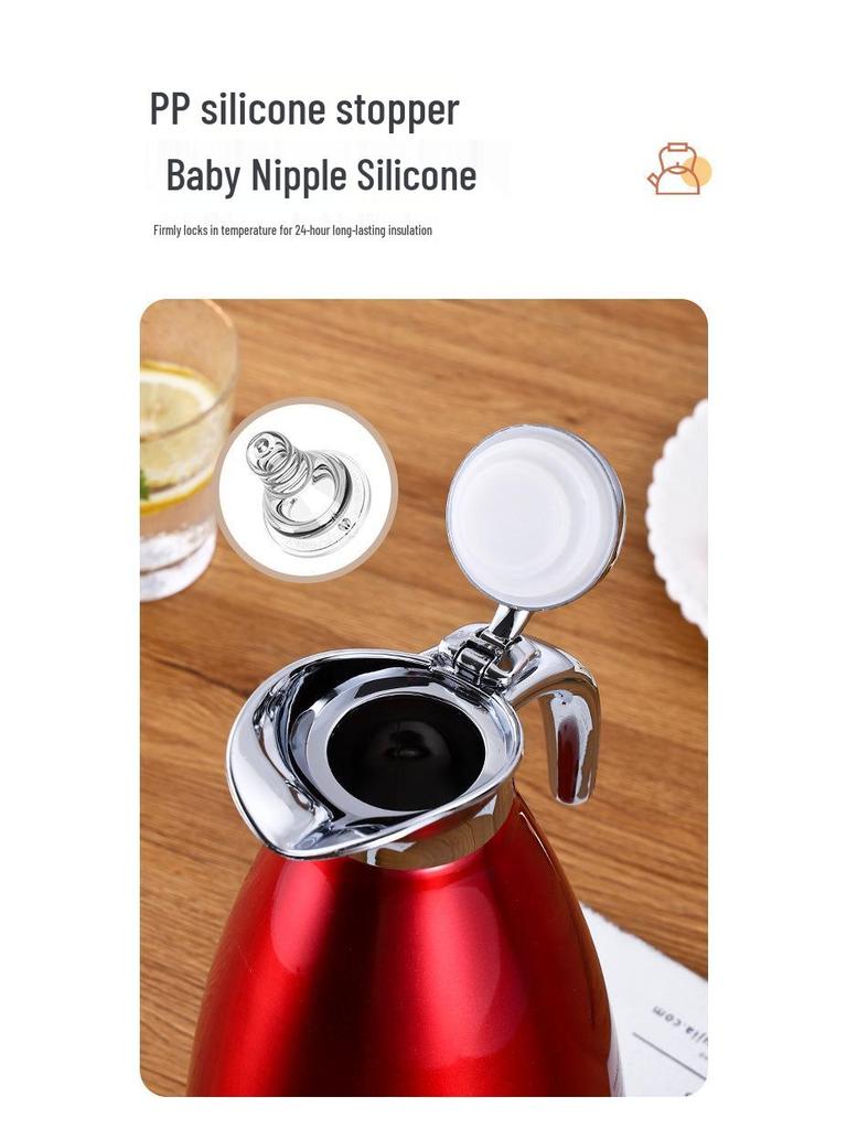 2L European Style Double Layer 304 Stainless Steel Insulated Hot & Cold Water Coffee Kettle