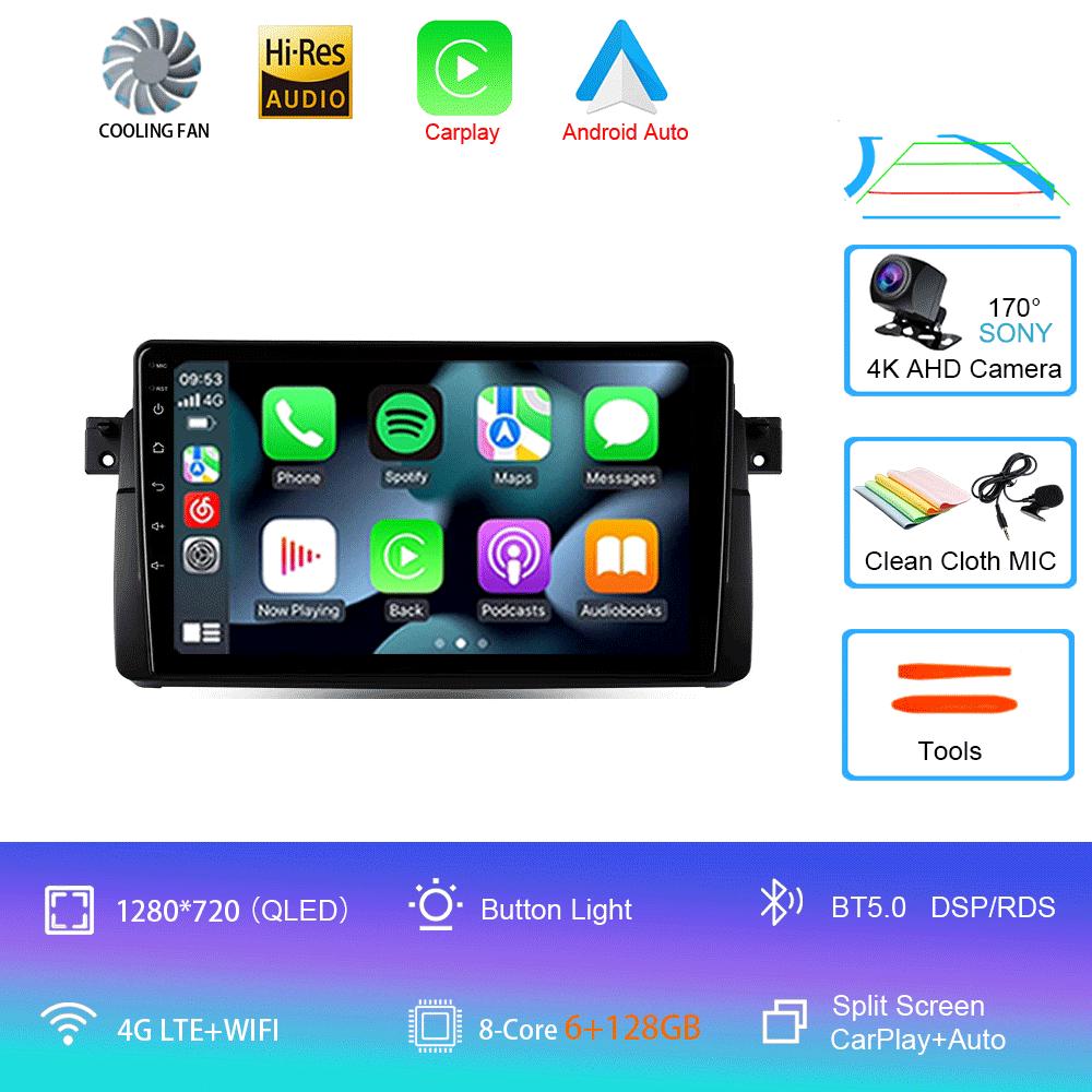 Car Radio Android 14 Carplay For BMW E46 M3 1998 1999 2000 2001 - 2006 Navigation GPS Multimedia Player Stereo wifi+4G BT 2 DIN