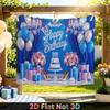 Party Backdrop Happy Birthday Birthday Balloon Blue Photo Booth Background Front Door Decor