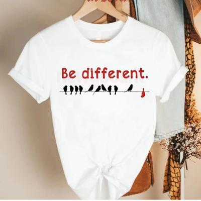 Be Different Birds On A Wire Tshirt Woman Man Casual Cotton Graphic T Shirts Creative Streetwear Camisetas Tops Tee Shortsleev