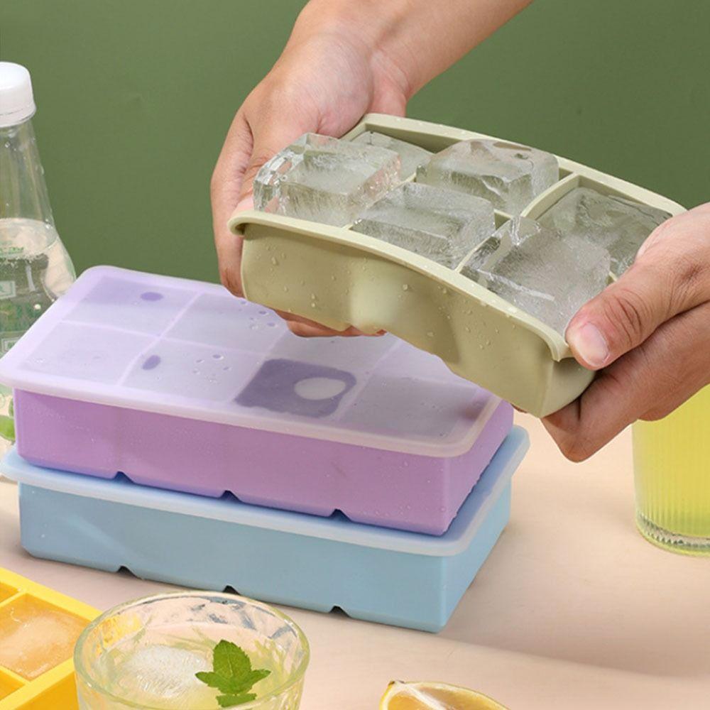 6/8 Grids Large  Ice Cube Tray Silicone Square Ice Mold Food Grade Ice Cube Maker  Kitchen Gadgets