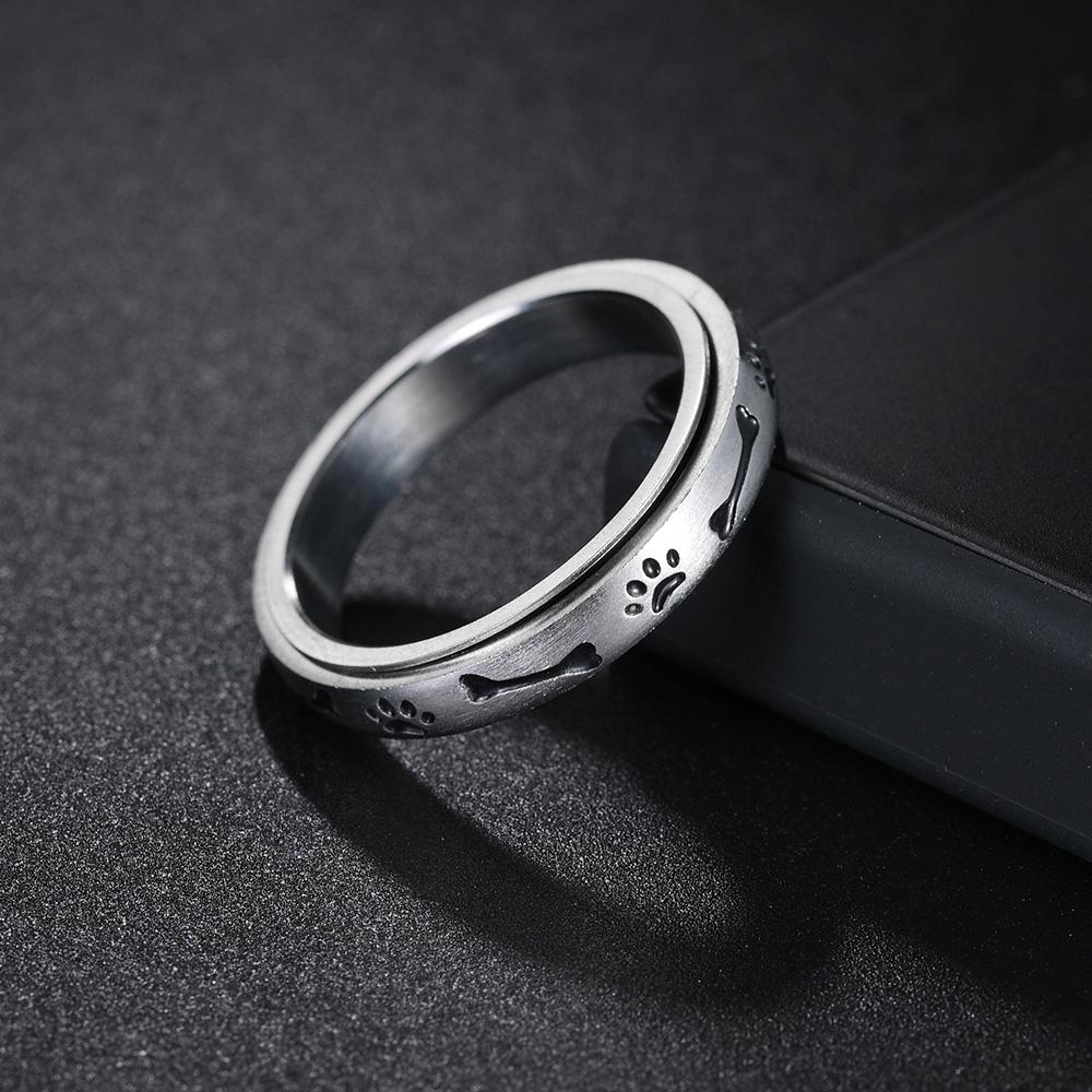 Anxiety Ring For Women Men Footprint  Rotate Rings 2023 Trend Punk Rings   Stainless Steel Anti Stress Ring Gift