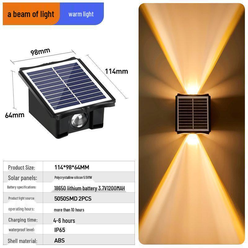 

Waterproof Solar Garden Wall Light: Up/Down Outdoor Fence Decor 2 LED