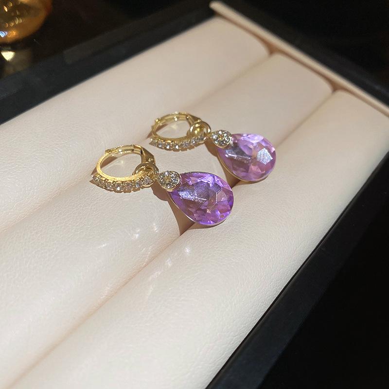 Супер блестящие фиолетовые цветочные жемчужные серьги-гвоздики Французские серьги