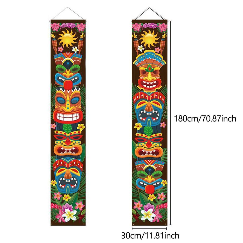 2x Door Banner Wall Hanging for Hawaiian Luau Beach Party Tropical Party