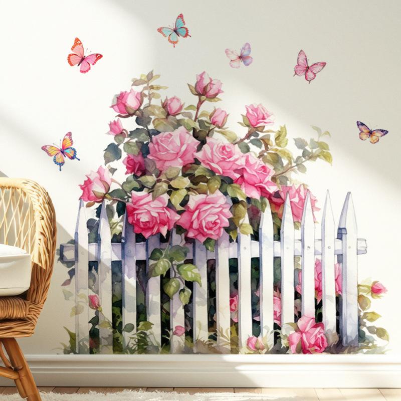 Adesivo Decorativo per Fioriera e Muro con Recinzione - Decorazione Decorativa Autoadesiva