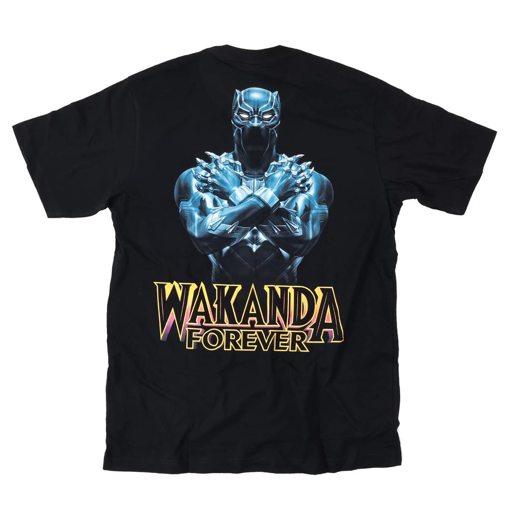 EVERSOUL Marvel T-Shirt, Short Sleeve, Black Panther, Avengers, Venom, Hulk, Iron Man, Movie Gift, Men's, Black, Size L [Parallel Import]