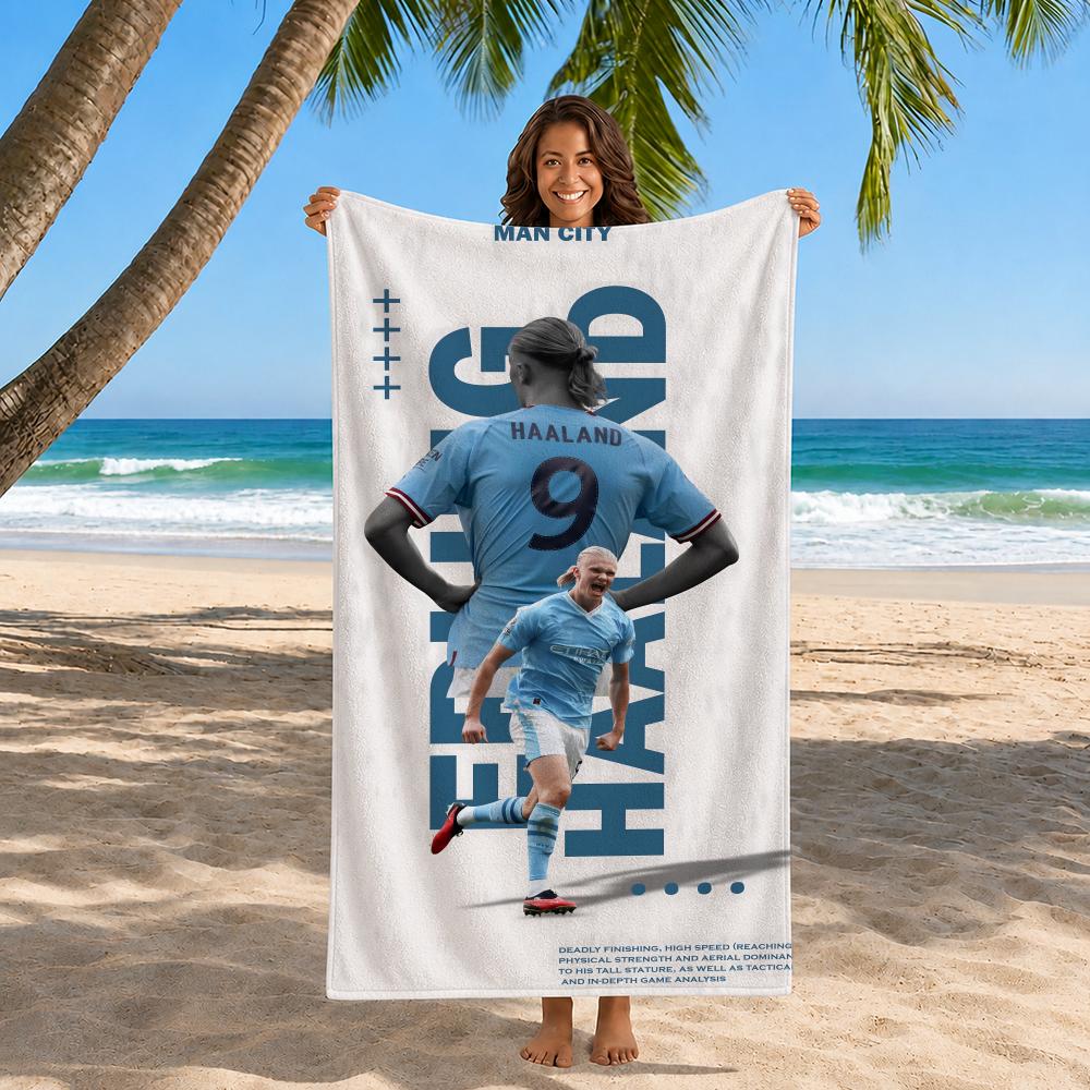 Football Player Erling Haaland Towel Beach Towel Quick Dry Sand Free Bath Towel for Summer Pool Travel Vacation