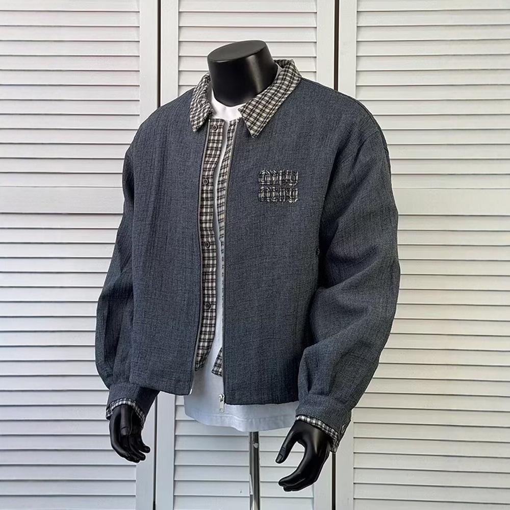 

Men s High-End American Retro Glen Plaid Jacket – Autumn/Winter Loose Casual Design XL сірий колір/синій