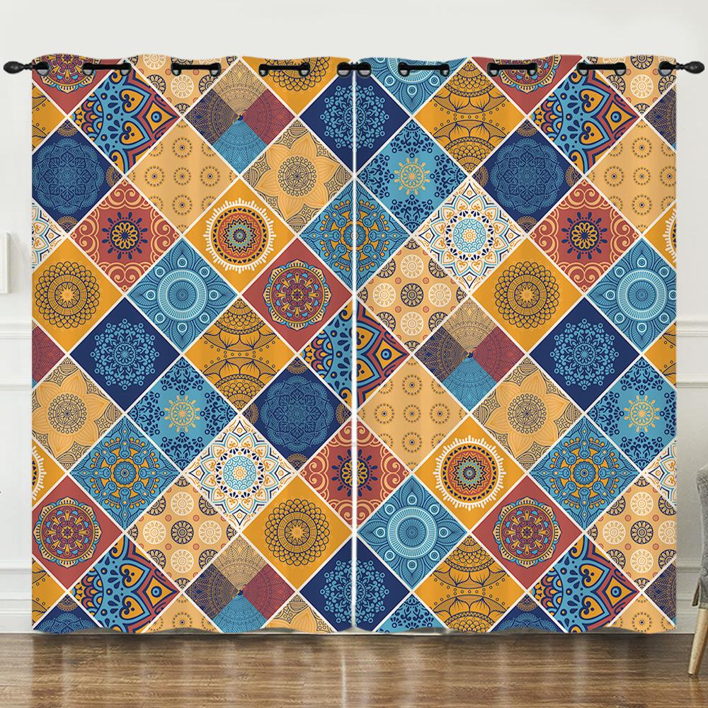 Vorhang Ethnischer Stil 3D Digitaldruck Verdunkelungsvorhang Ösen