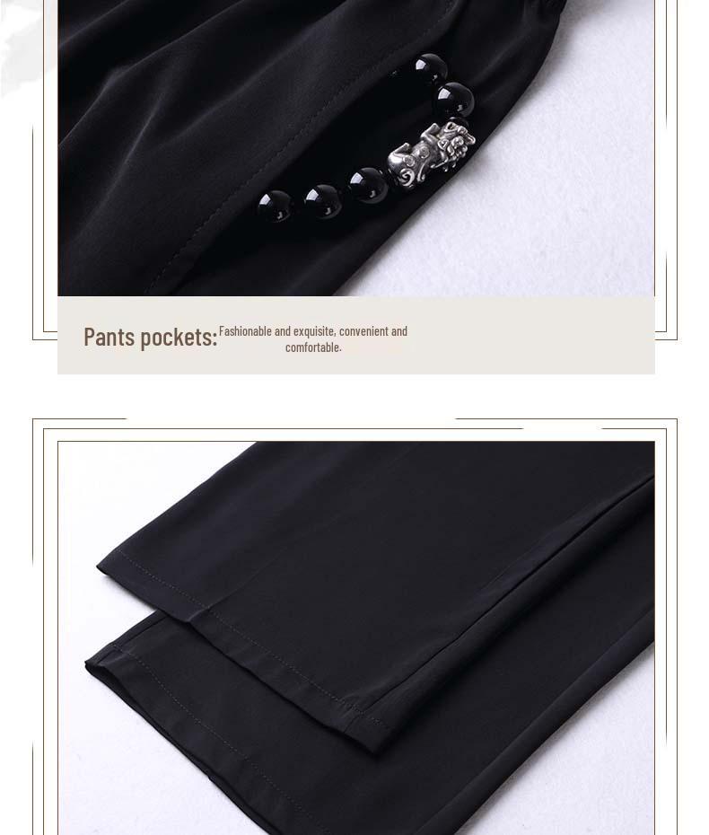 Men's Summer Jacquard Ice Silk Two-Piece Set: Short-Sleeved Loose Shirt & Casual Pants for Middle-Aged and Elderly