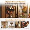 Durable Door Sign for Porch Halloween Pumpkin Ghost Wooden Welcome Hanger Sign, Cute Wall Ornament with Bell Front Hanging Rope, Decor Indoor Outdoor