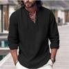 Camicia da uomo Camicia in lino Camicia estiva Abbigliamento da spiaggia Manica lunga Liscia Scollo a V Primavera-Estate Casual Usura quotidiana