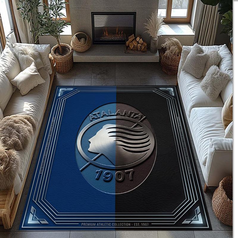 Atalanta FC Soccer Football Pattern Soft Area Rug Non Slip Indoor Floor Carpet Sports Decor Mat for Bedroom