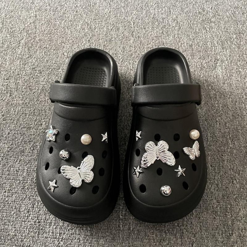 Big Hair Girl Sweet Cool Bow Hole Shoes Women Summer Wear Thick-soled Non-slip Bag Head Beach Sandals