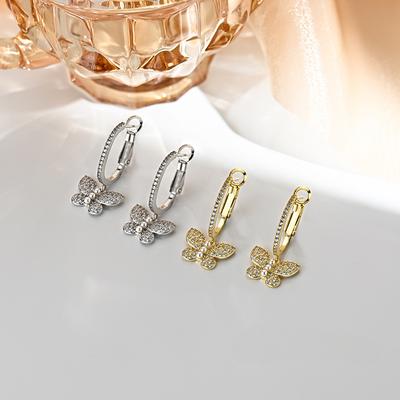Mit Diamanten besetzte Schmetterlings-Ohrhörer Leichter Luxus High-End und schöne Ohrringe Ohrringe Nischendesign Ohrringe