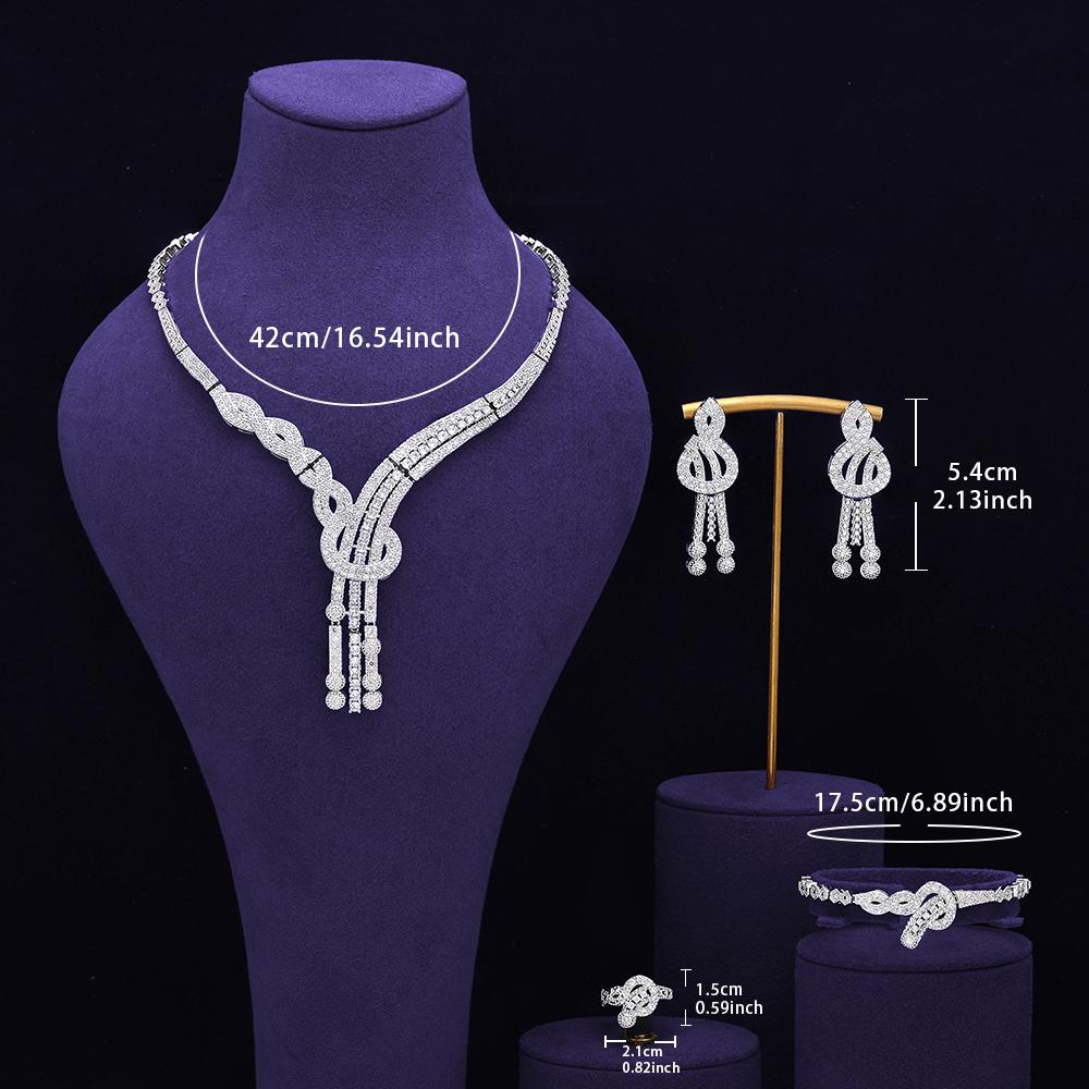 Sada svatebních šperků pozlacená bílým zlatem Svatební party Náhrdelník Šperky Sady Módní Dámské Doplňky