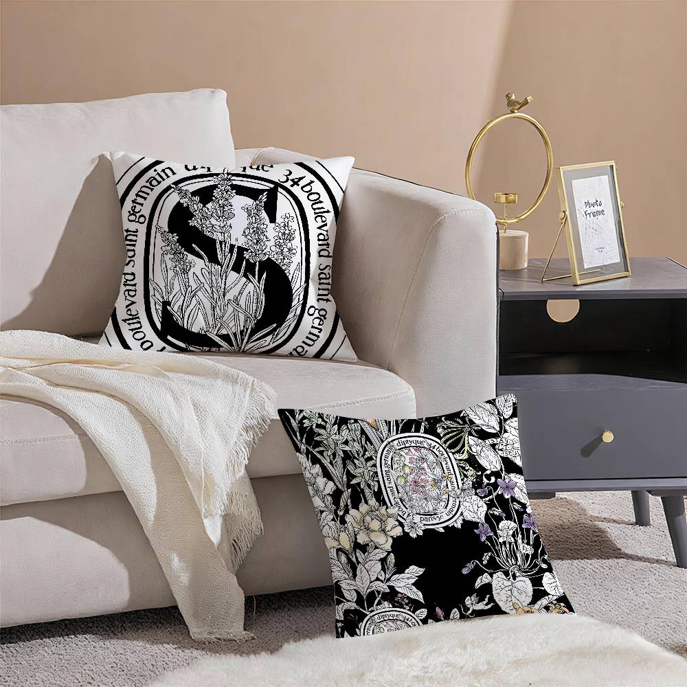 Light Iuxury Natural D-Diptyques Pillow Case Comfort Sofa Bed Silky Elegant Invisible Zipper Decorative Cushion Cover