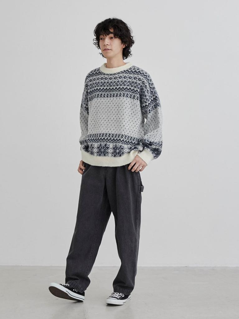 Cohen Washable Fair Isle Crew Neck Knit 75306460071 6970 DK.GREEN(69) L