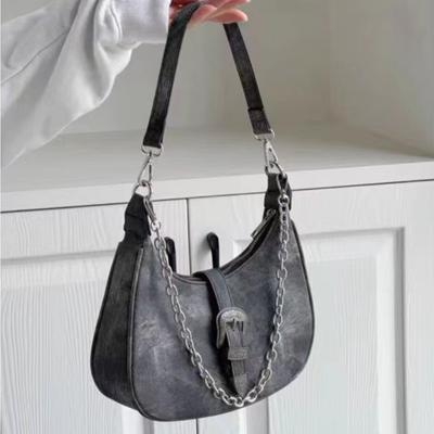 Vintage High Quality PU Leather Shoulder Bags Y2k Style Female Chain Hobo Underarm Bags Fashion Handbags for Women  New