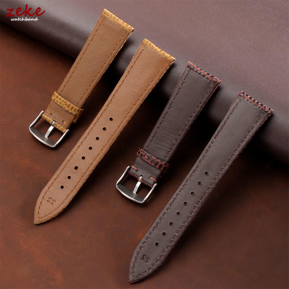 Lizard Grain Genuine Cowhide Watch Strap Waterproof Quick Release Leather Band 16/18mm 20mm 22mm Universal Replacement Wristband