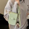 Spring and Summer Dopamine Sweet Simple Wind Mobile Phone Bag Women's Casual Versatile Commuter Advanced Sense Lychee Pattern Messenger Bag