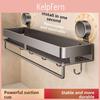 Modern Minimalist Abs Sucker Wall Shelf With Hooks For Bathroom And Toilet Storage
