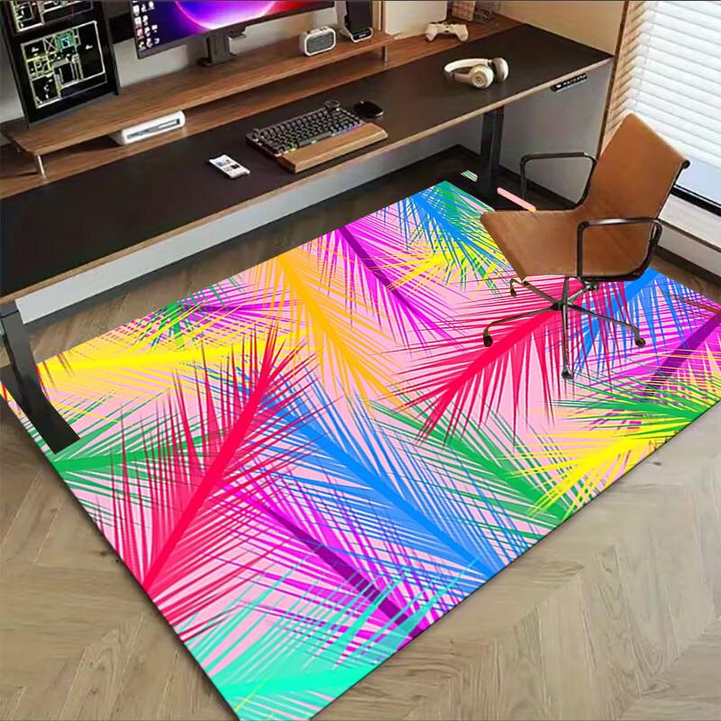 1PC Palm Leaves Pattern Extra Large Non Slip Floor carpet, Office, family, bedroom, Studio Large Area Rug Indoor Rugs, Vibrant Colors