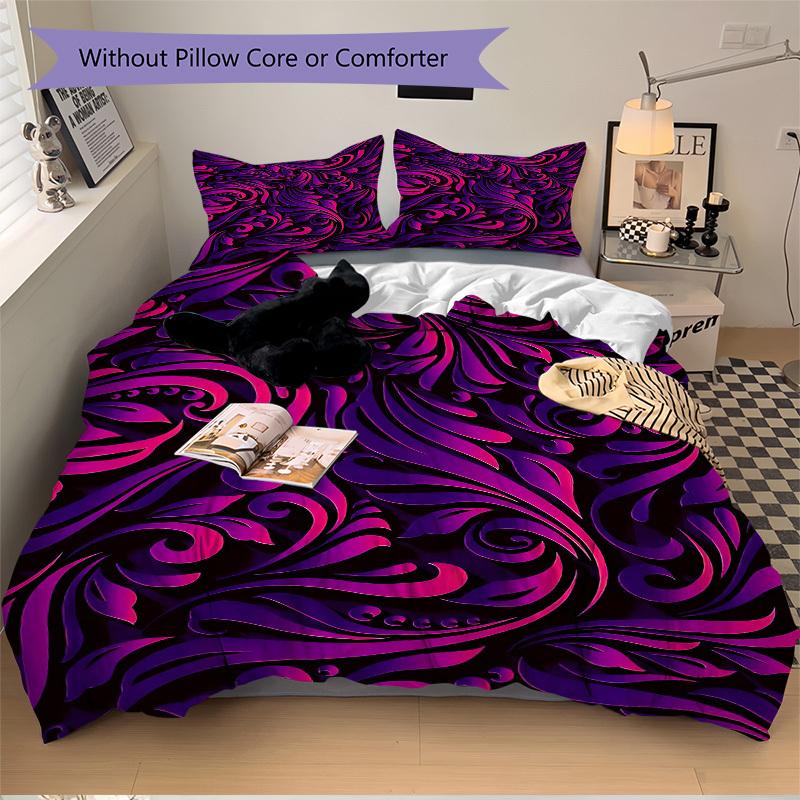 3pcs Floral Patterns Bedding Set, Includes Without Pillow Inserts, Soft Comfortable Bedding Set,All-Season Use a0924046