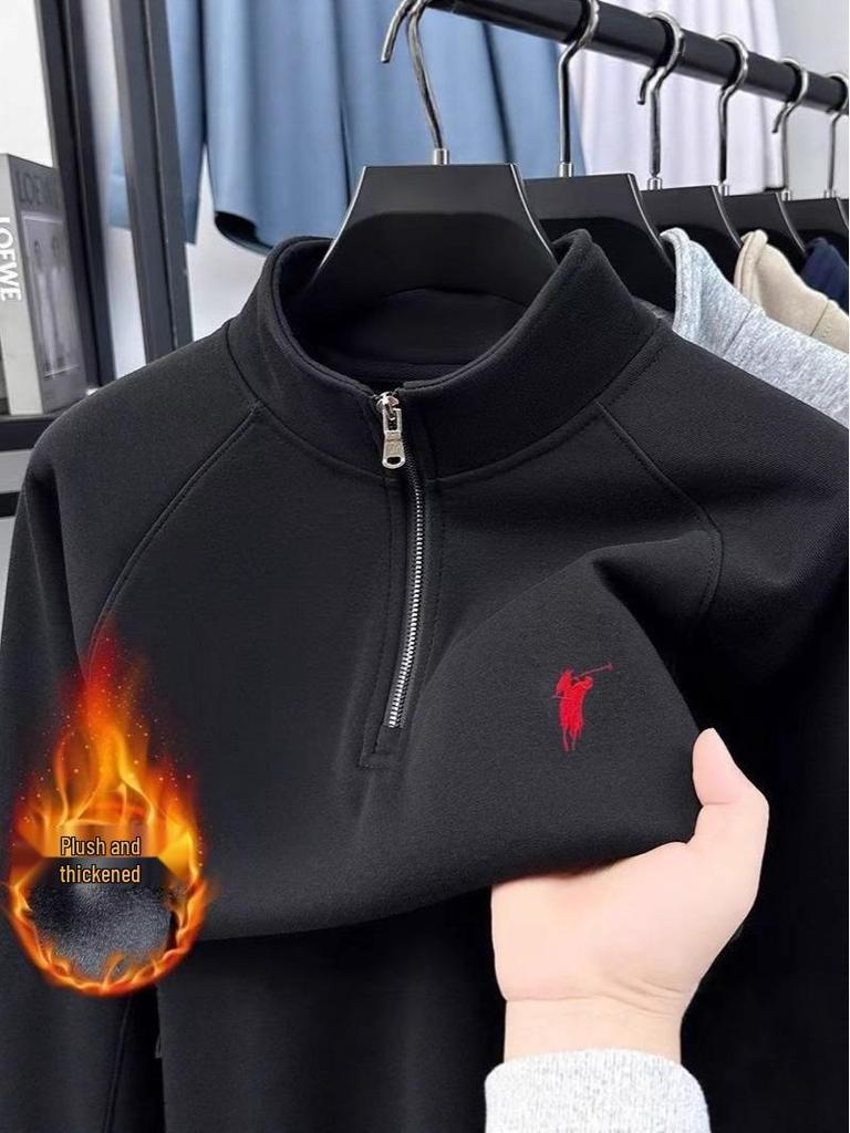 Herren Freizeit-Baumwoll-Hoodie mit halbem Reißverschluss und Stehkragen, Hochwertiges Gefühl, Herbst-/Winterkollektion