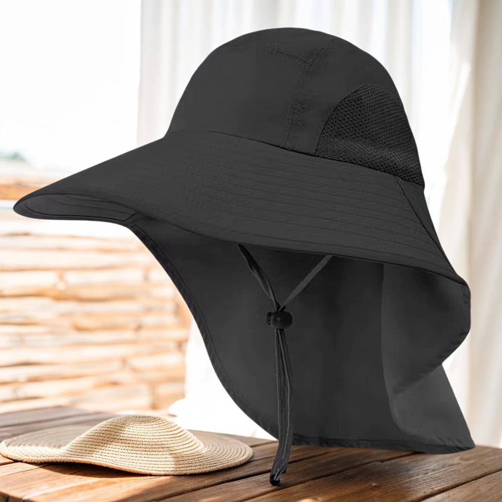 Outdoor Fishing Hat Sun Protection Hat Wide Brim Mesh Fishing Hat with Neck Protection Safari Hiking Cap for Climbing Hiking