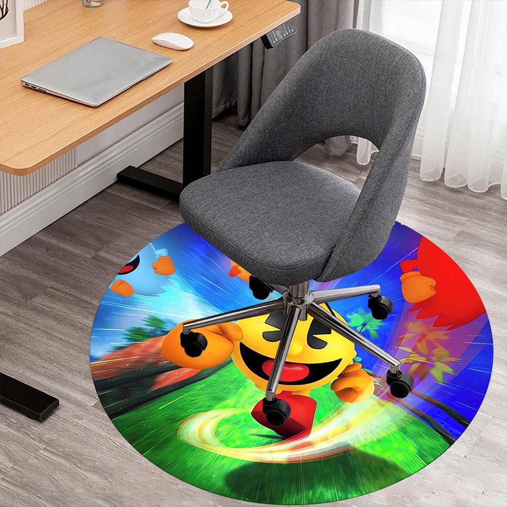 

1pc Pac-Man Round Chair mat Area Rug - Non-Slip, Floor Mat for Office, Bedroom, home decor Christmas Gift p0811253 80cm