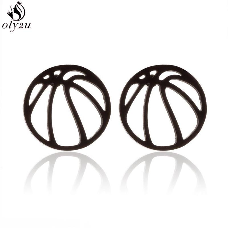 Stainless Steel Basketball Stud Earrings for Men Women Sports Lovers Simple Round Earring Jewelry Fitness Gifts