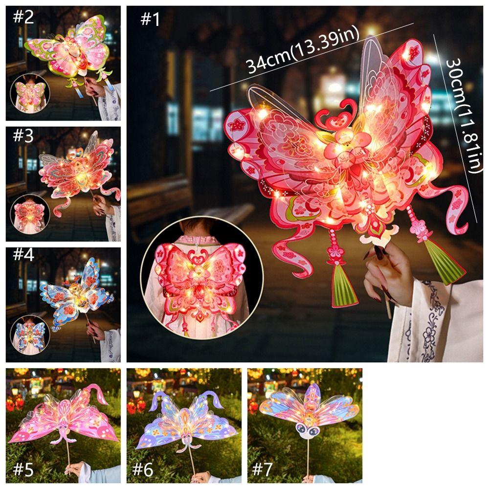 Unfinished Portable Lantern Cartoon Antique Lantern Butterfly Wing Lantern  Educational Toy