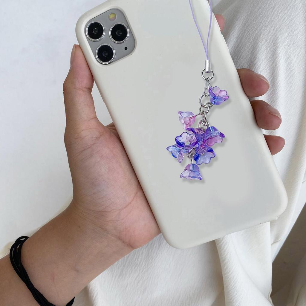 Handmade Phone Lanyard Fashionable Keychain Lilys of the Valley Flower Phone Chain Flower Phone Charm for Everyday Use