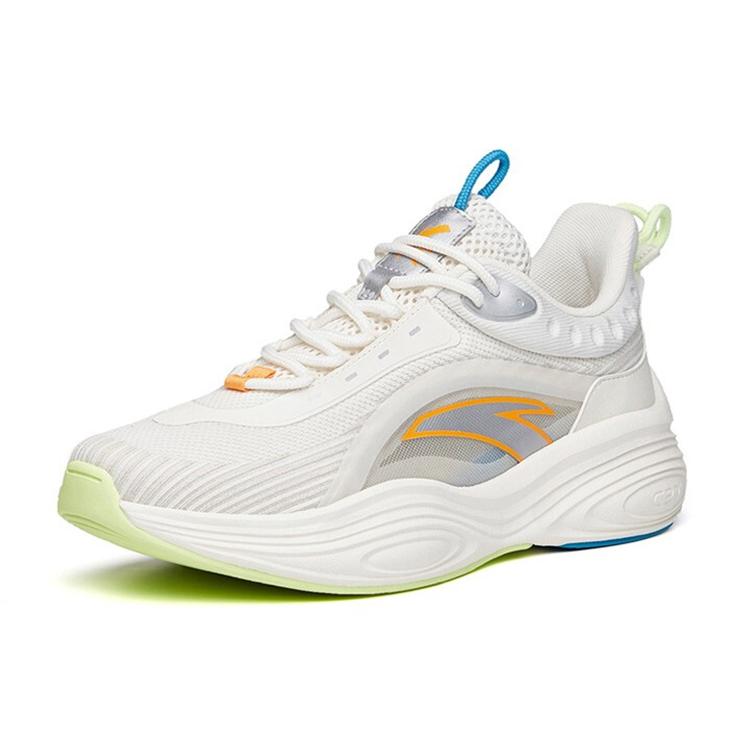 Anta Synthetic Leather Slip Resistant Abrasion Resistant Low Top Chunky Sneakers Men's Ivory White 912128860-4