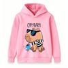 Kids Boys Girls Pullover Hoodie, Cool Capybara Wearing Sunglasses Print Casual Hooded Sweatshirt, Cute Blue Bird Pattern Soft Warm Lightweight Top