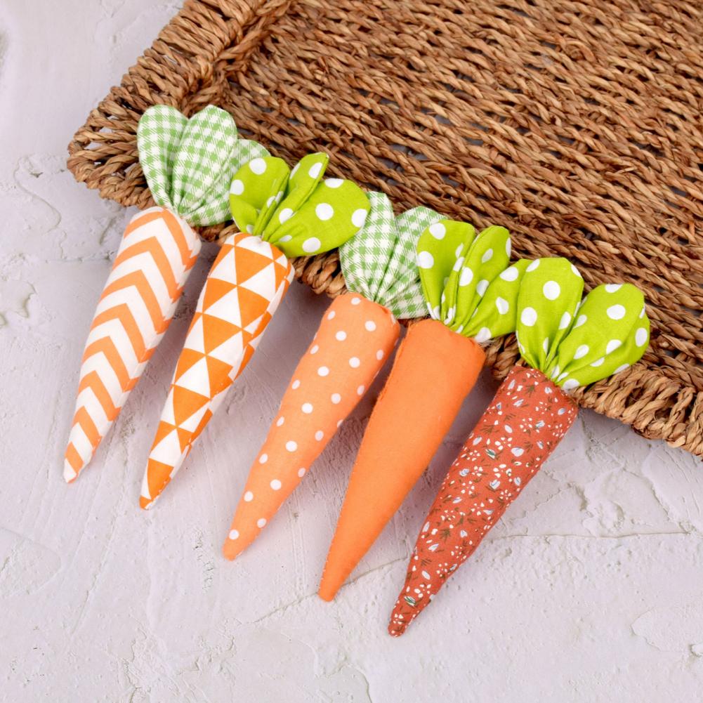 Festive Home Accessories Holiday Decoration 5pcs Easter Carrot Ornaments Artificial Fabric Carrots for Home Decorations Party