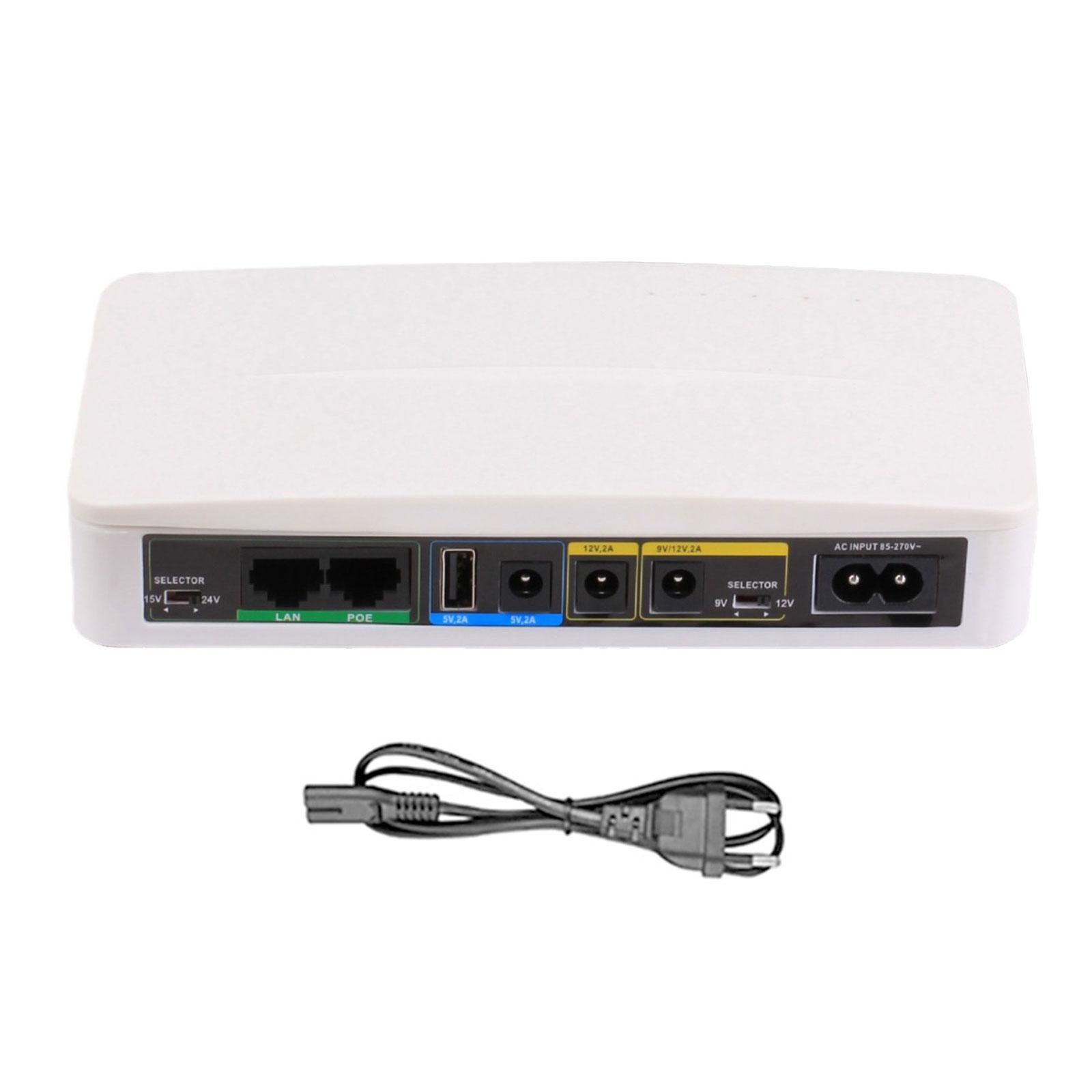 

Джерело безперебійного живлення Mini UPS 5V9V12V24V Вихід 10000mAh Джерело безперебійного живлення для зовнішніх маршрутизаторів CCTV Вихід USB A білий