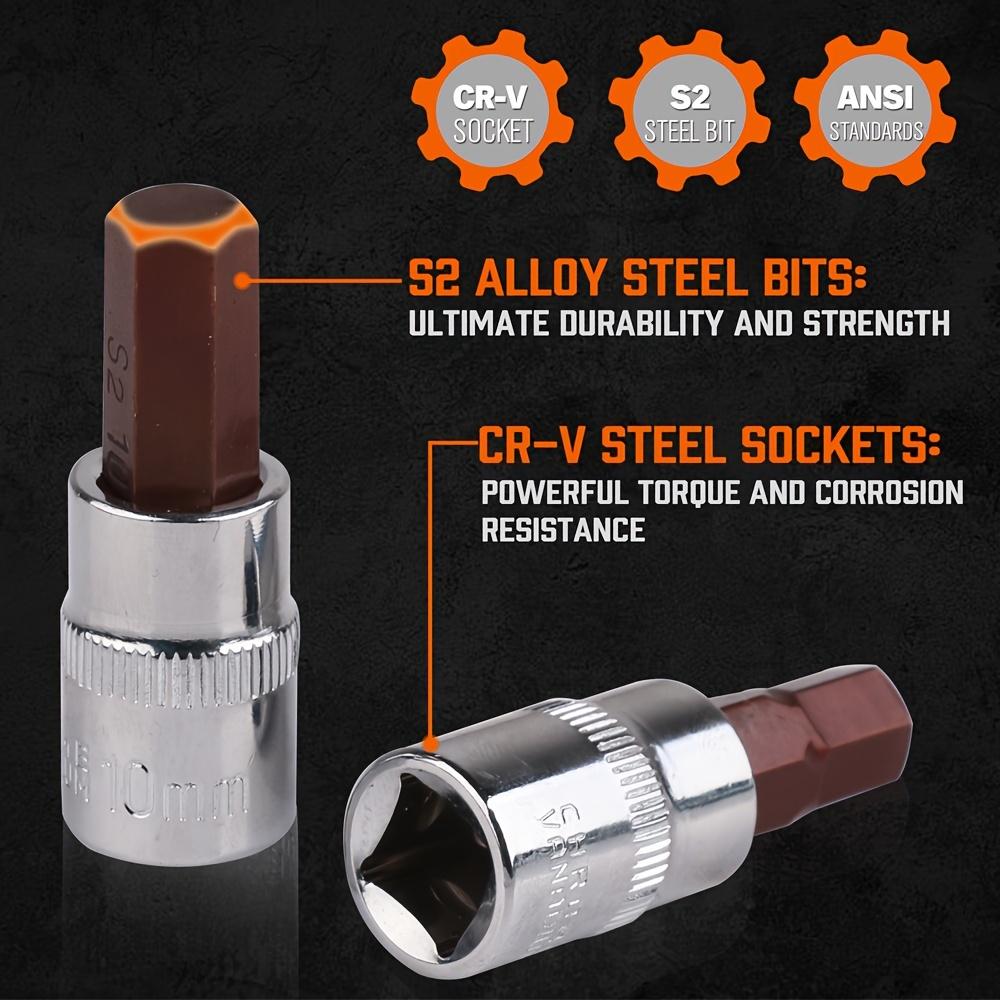 HORUSDY Allen Socket Set | 32pcs Hex Bit Socket Set | S2 Steel Socket | SAE And Metric | 1/4", 3/8", & 1/2" Drives