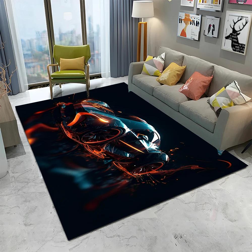 3D Toekomstige Sportwagen HD Concept Auto Cartoon Tapijt Vloerkleed voor Huis Woonkamer Slaapkamer Bank Deurmat Decoratie, Kinderen Antislip Vloermat