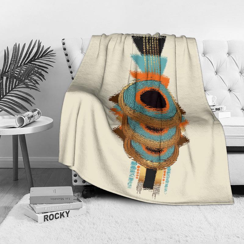 Geometric Pattern Throw Blanket Abstract Colorful Design Sofa Bed Decorative Throw Blanket for Living Room Bedroom