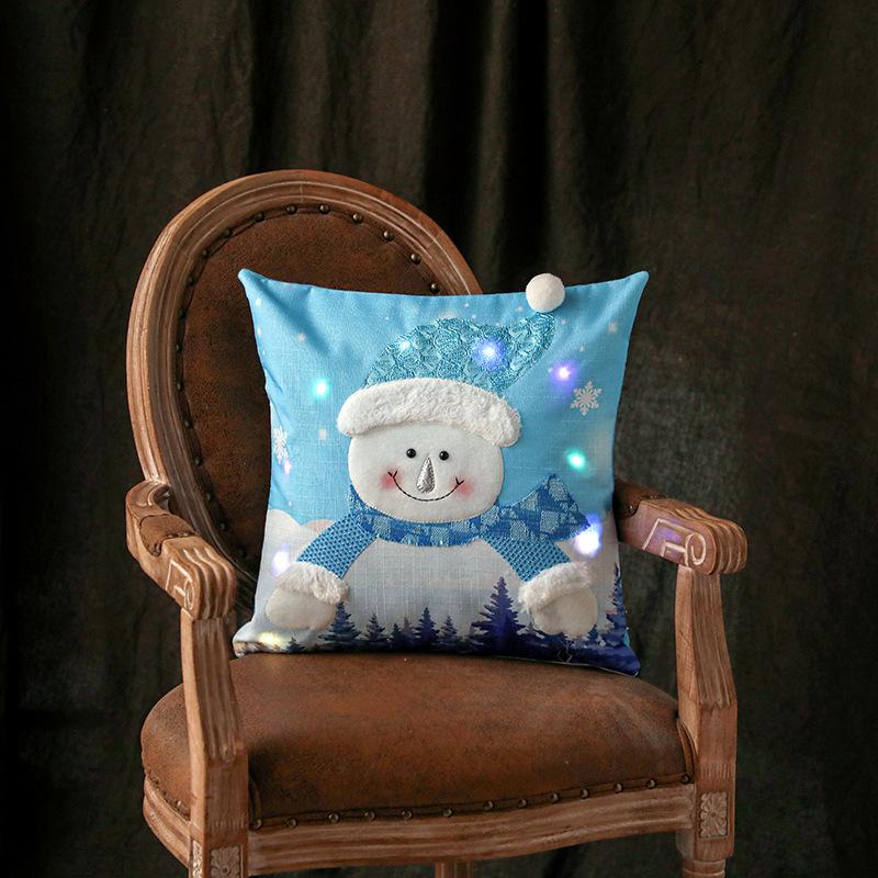 

Наволочка со снеговиком Санта-Клауса, светящаяся рождественская наволочка со светом, декоративная рождественская наволочка