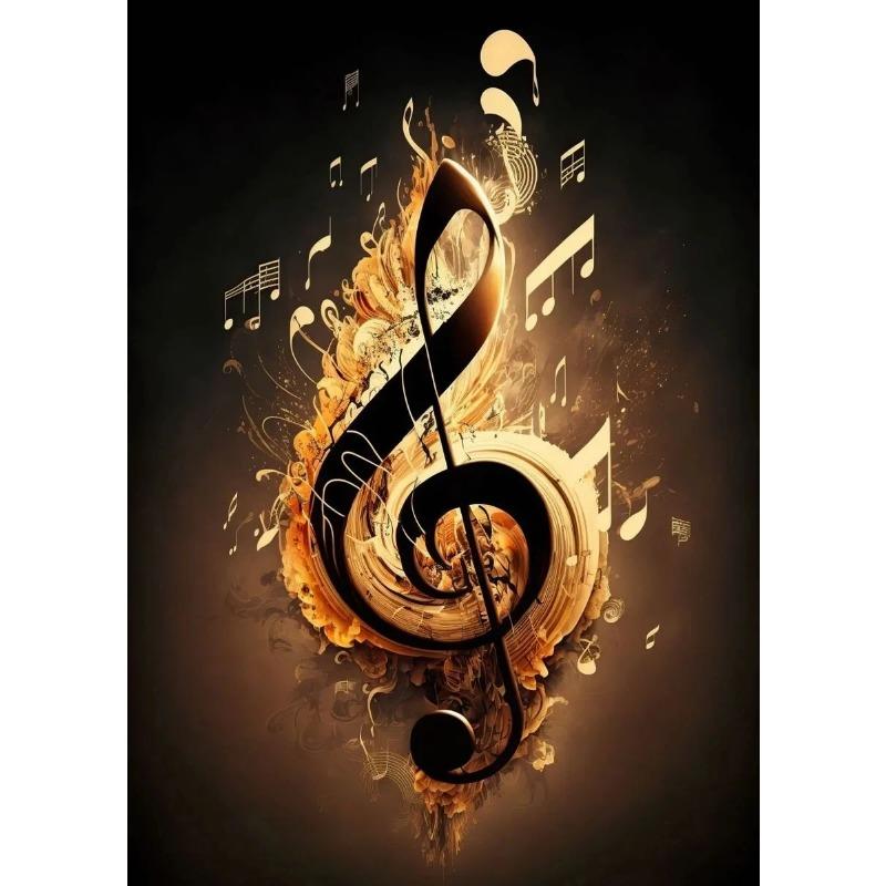 Vintage Musical Notes and Headphones Instruments Art Poster Canvas Painting Wall Print Picture for Music Studio Home Decor