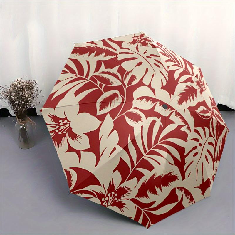 1pc Tropical Leaves Automatic Open/Close Umbrella with One Touch Button,, Windproof Design   Lightweight Portable Umbrella for Women & Men6115
