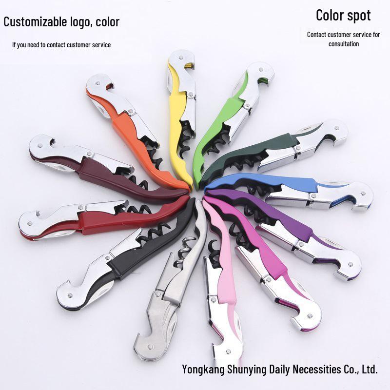 Portable Two-in-One Colorful Corkscrew and Red Wine/Beer Bottle Opener with Custom Logo Option